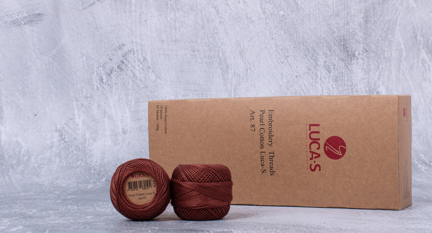 Pack of 10 Pearl Cotton Luca-S Color 424, Art. 87 - Embroidery Threads