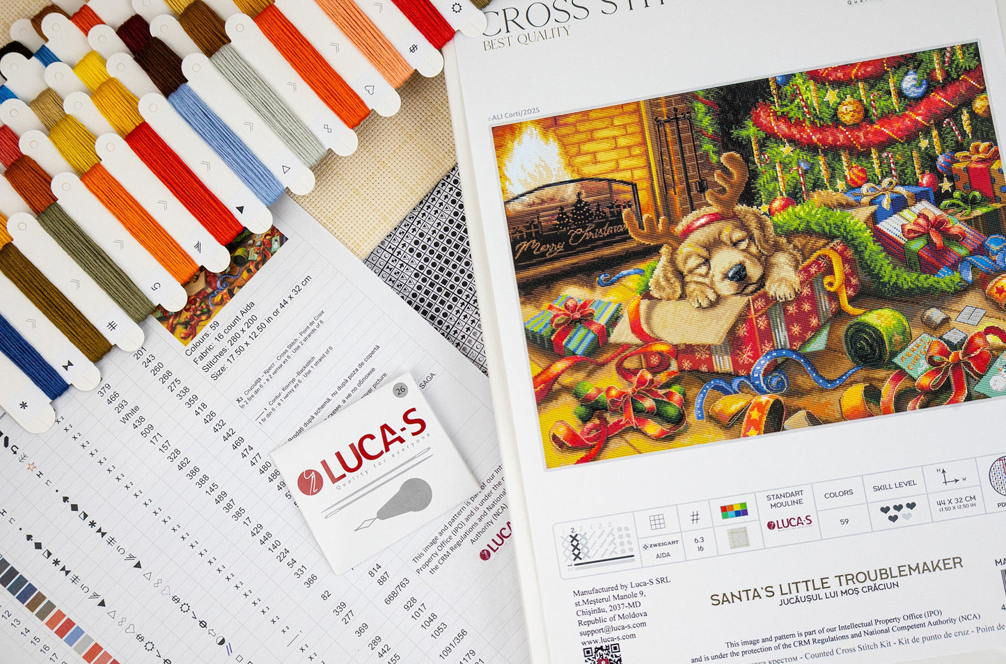 Cross Stitch Kit Luca-S - Santa’s Little Troublemaker, BU5079