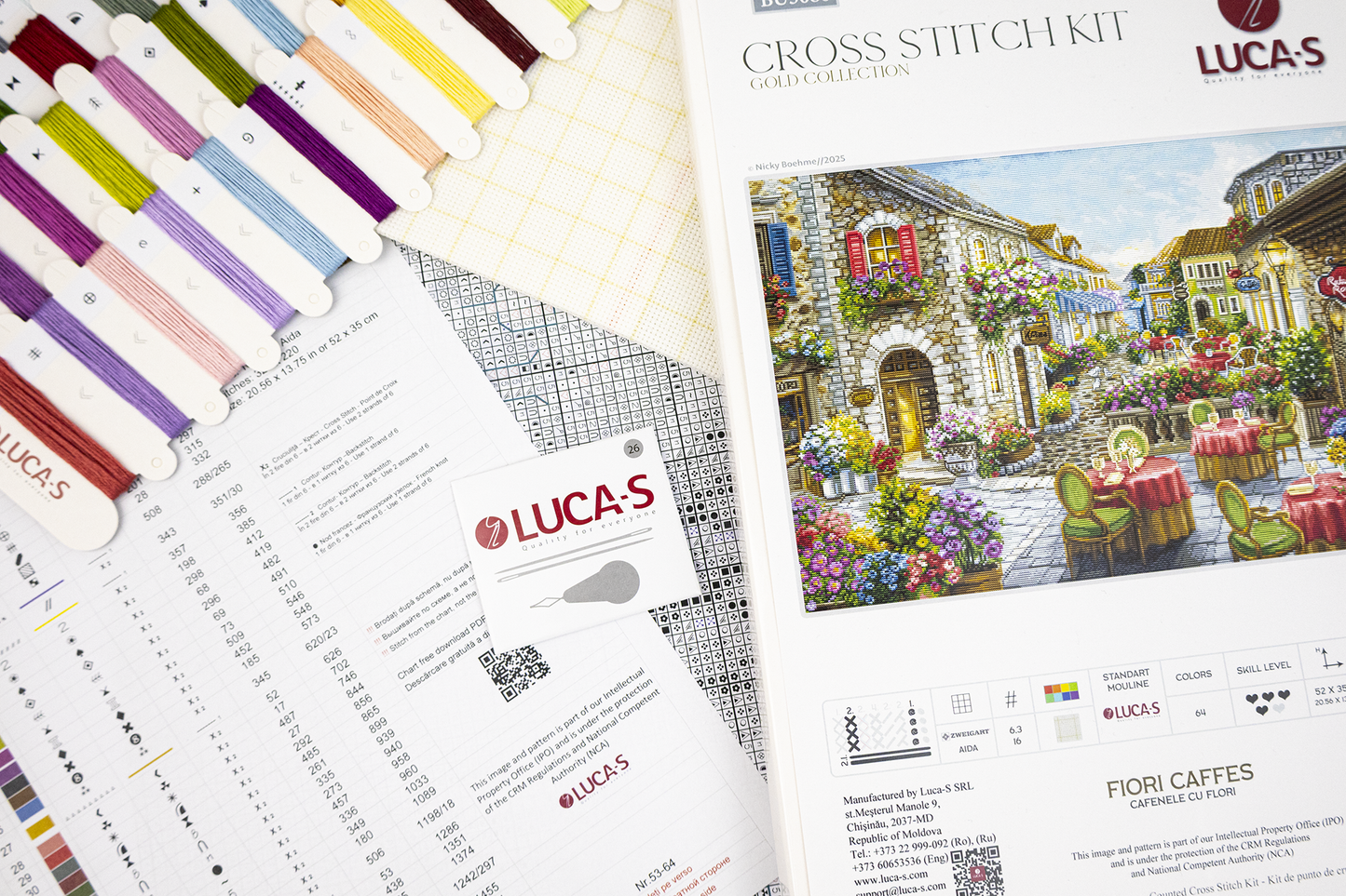 Cross Stitch Kit Luca-S GOLD - Fiori Caffes, BU5080