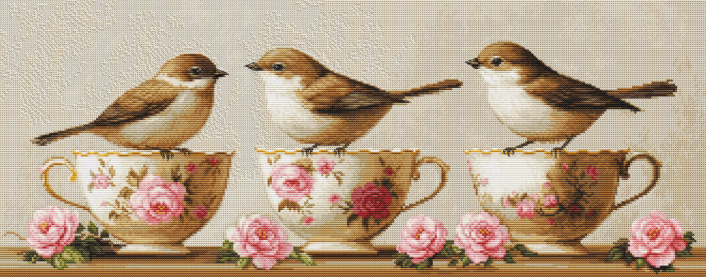 Cross Stitch Kit Luca-S - Three Dainty Birds, BU5092
