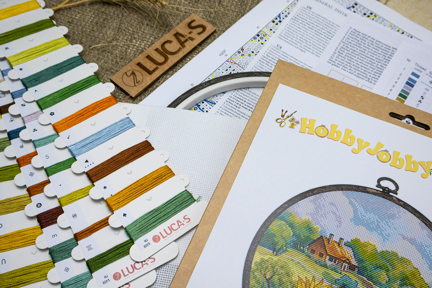 Cross Stitch Kit HobbyJobby with Hoop Included - Golden Hill