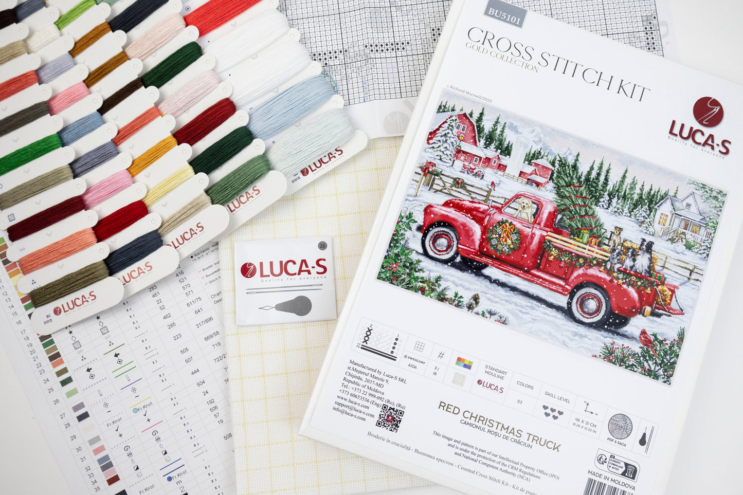 Cross Stitch Kit Luca-S GOLD- Red Christmas Truck, BU5101