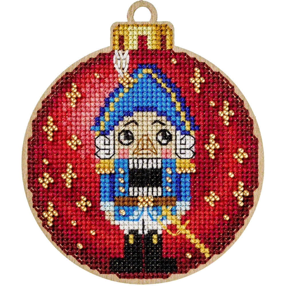 Wooden Cross-Stitch Kit – “Christmas Ornament – Nutcracker” FLW-004