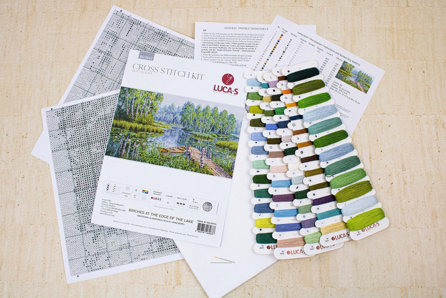 Cross Stitch Kit Luca-S - Birches at the Edge of the Lake, BU5012