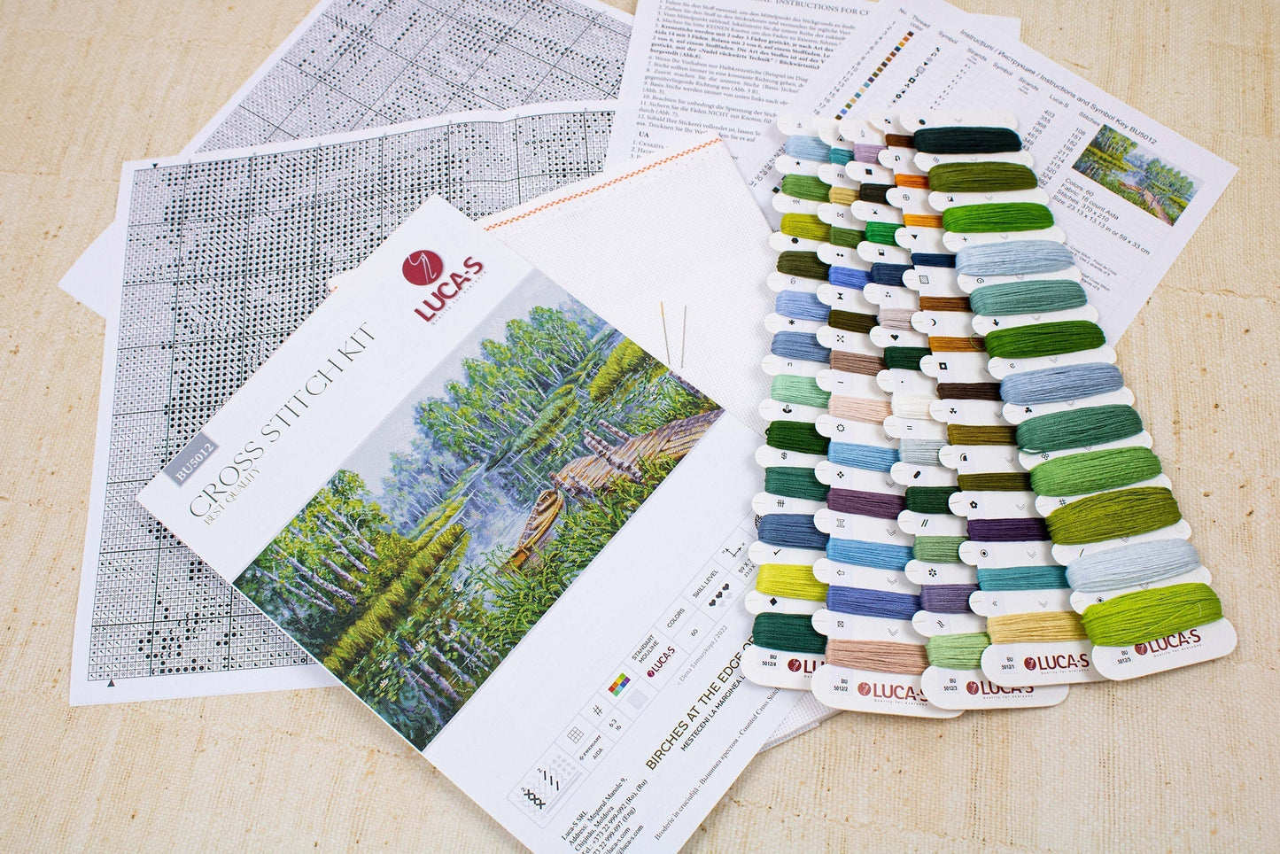 Cross Stitch Kit Luca-S - Birches at the Edge of the Lake, BU5012