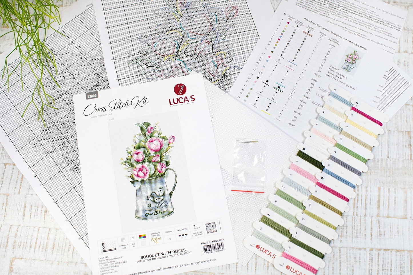 Cross Stitch Kit Luca-S - Bouquet with roses - HobbyJobby