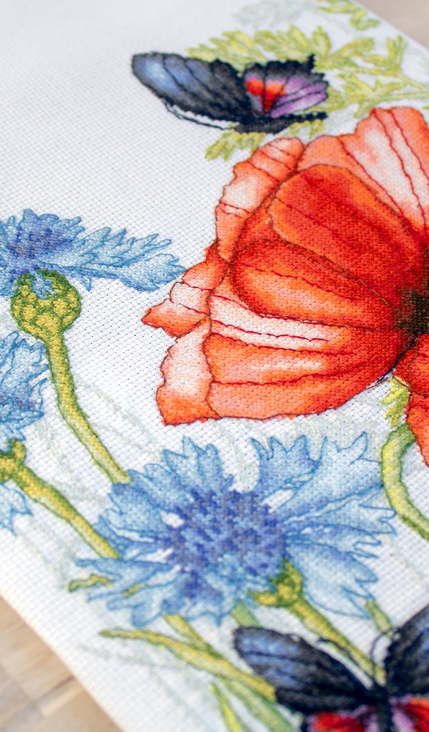 Cross Stitch Kit Luca-S - Poppies and Butterflies, BU4018