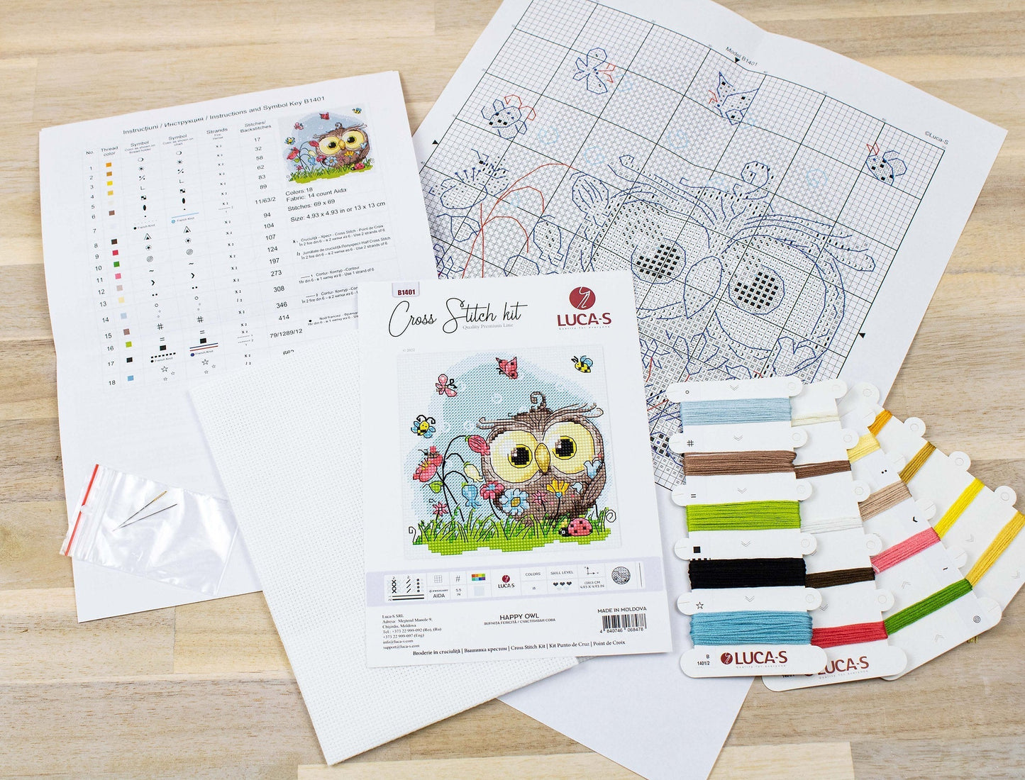 Cross Stitch Kit Luca-S - Happy Owl, B1401
