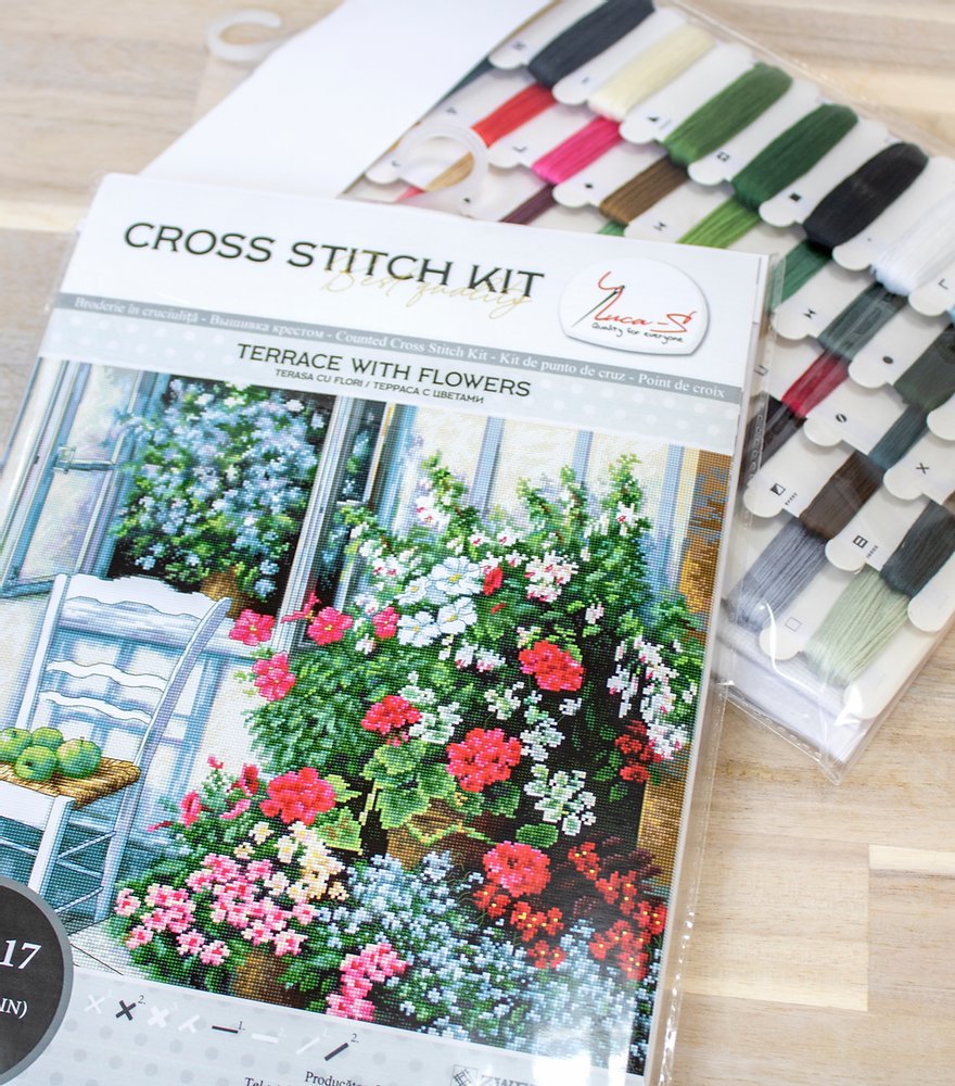 Cross Stitch Kit Luca-S - Terrace with Flowers, BU4017