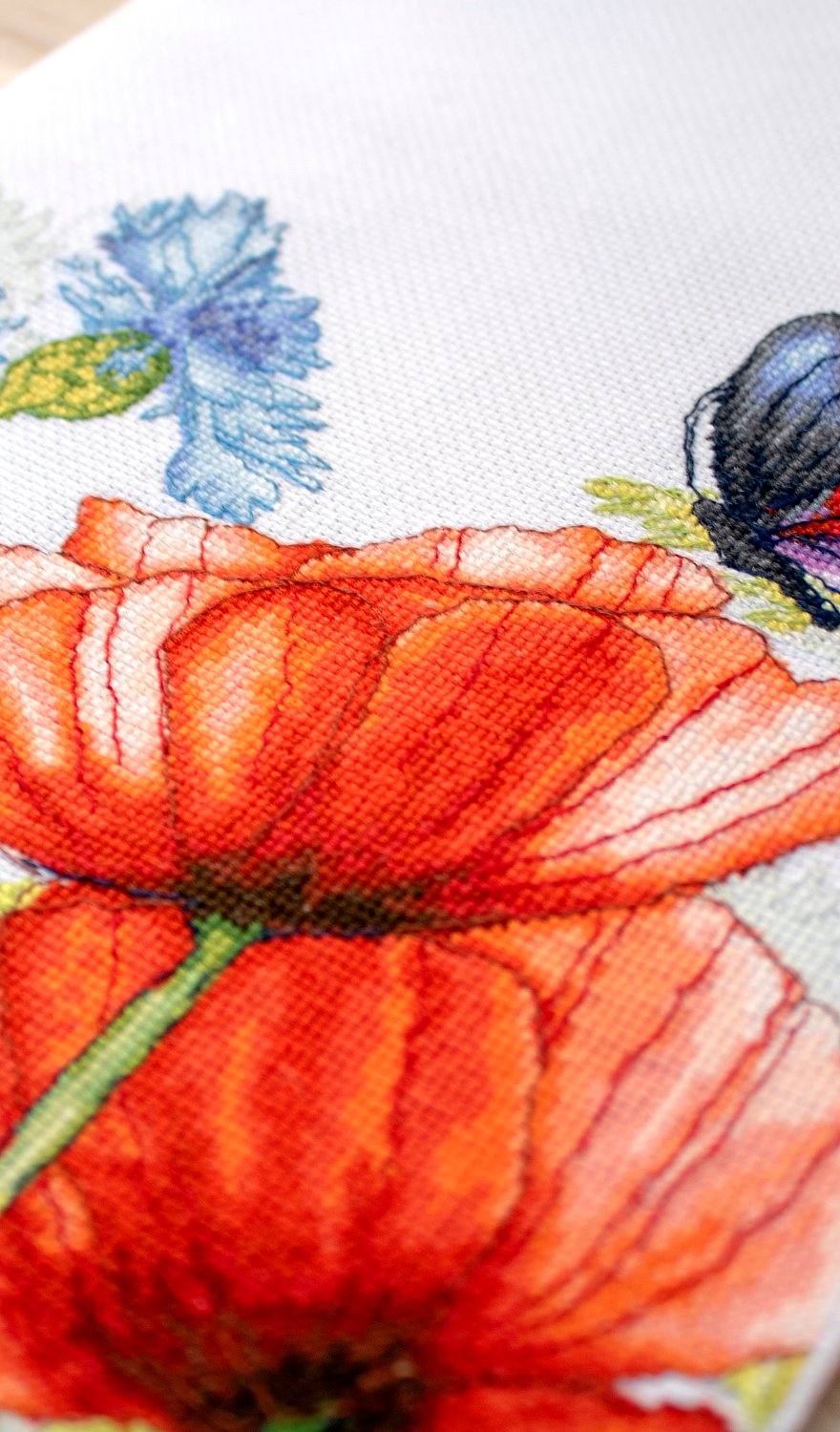 Cross Stitch Kit Luca-S - Poppies and Butterflies, BU4018