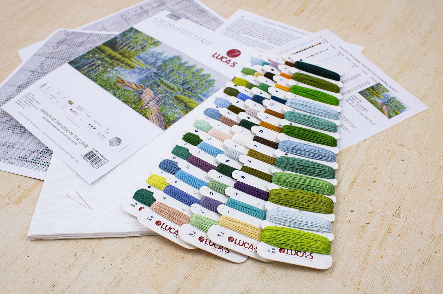 Cross Stitch Kit Luca-S - Birches at the Edge of the Lake, BU5012