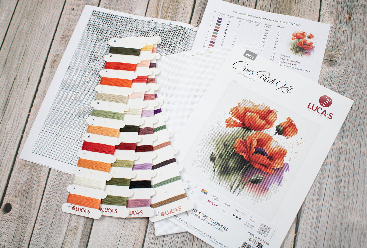 Cross Stitch Kit Luca-S - The Poppy Flowers, B7024