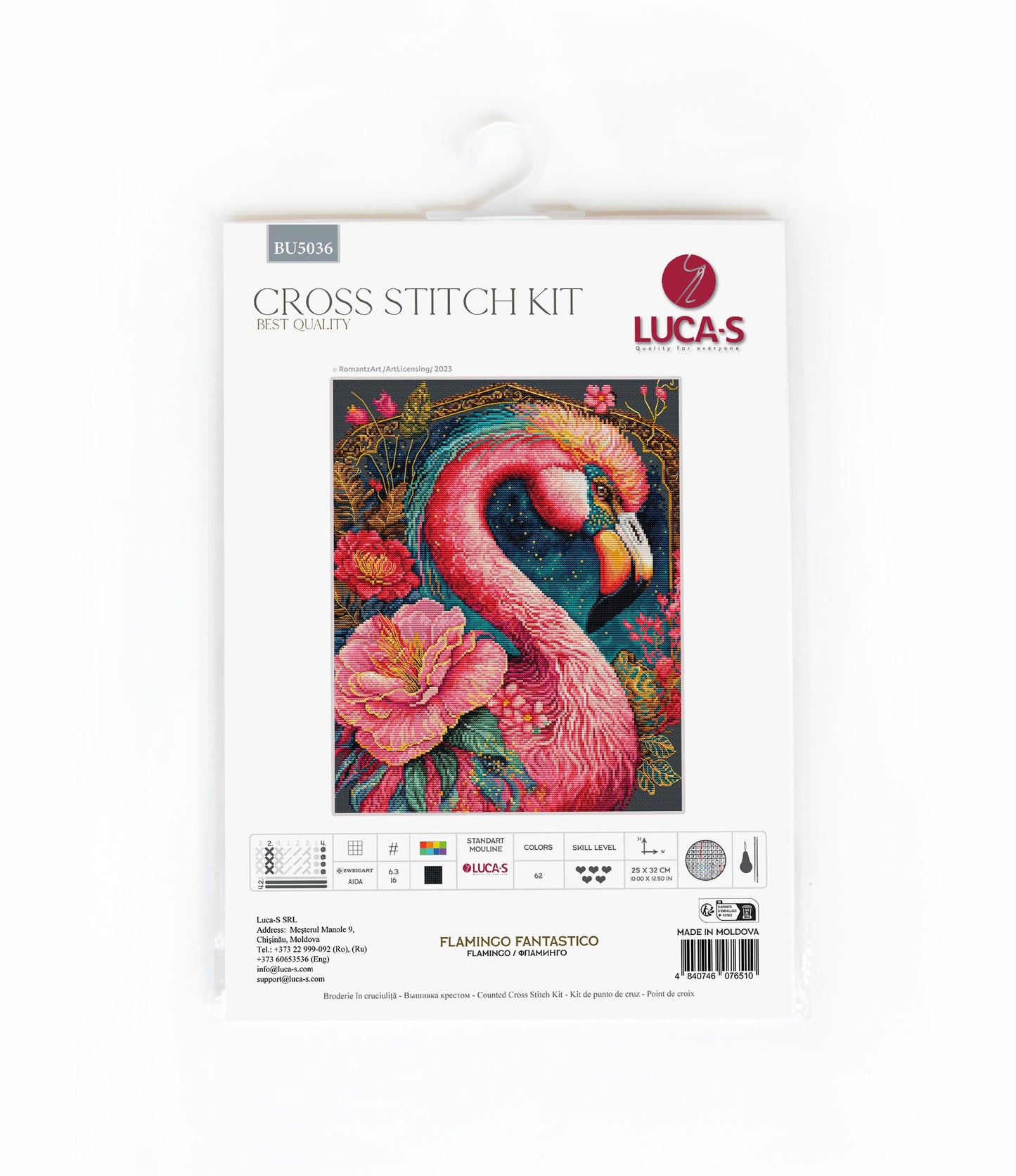 Cross Stitch Kit Luca-S - Flamingo Fantastico, BU5036