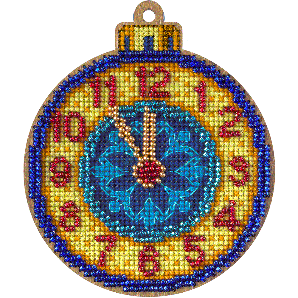 Cross Stitch Kit with Beads on Wood