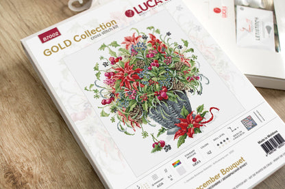 Cross Stitch Kit Luca-S Gold - December Bouquet - HobbyJobby