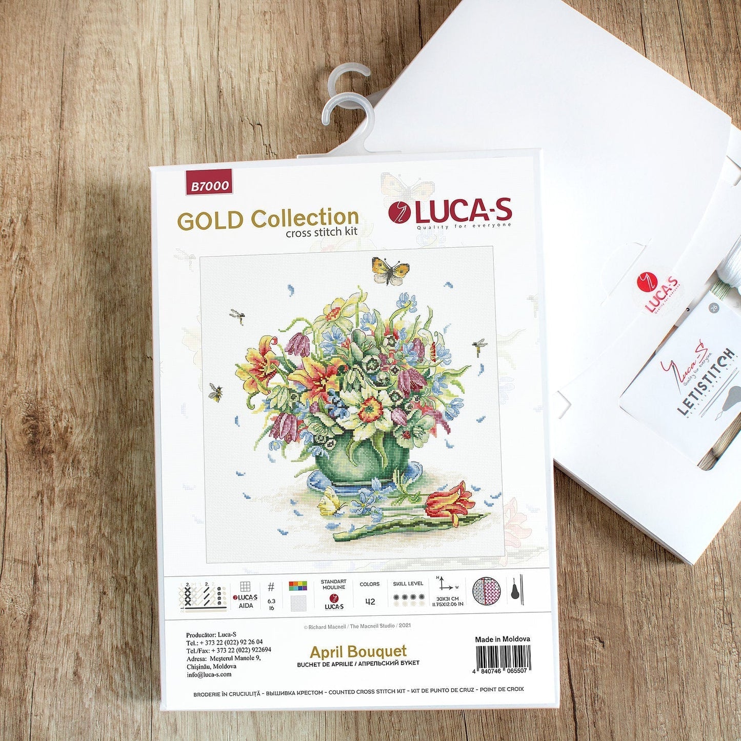 Cross Stitch Kit Luca-S Gold - April Bouquet - HobbyJobby