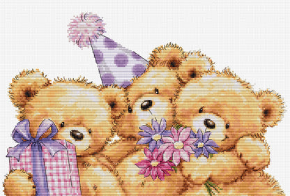 Cross Stitch Kit Luca-S - Three Party Bears, B1411