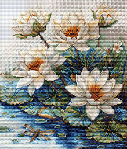 Cross Stitch Kit Luca-S -  Lake With Water Lilies, B7039