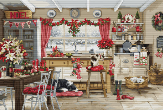 Cross Stitch Kit Luca-S GOLD - Christmas Farmhouse Kitchen, BU5053