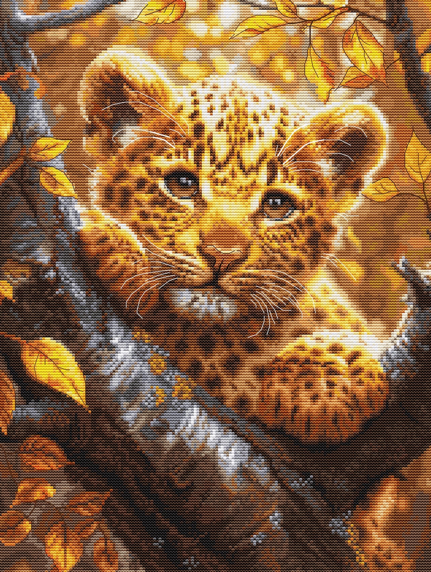 Cross Stitch Kit Luca-S GOLD - Leopard Cub at Sunrise, BU5068