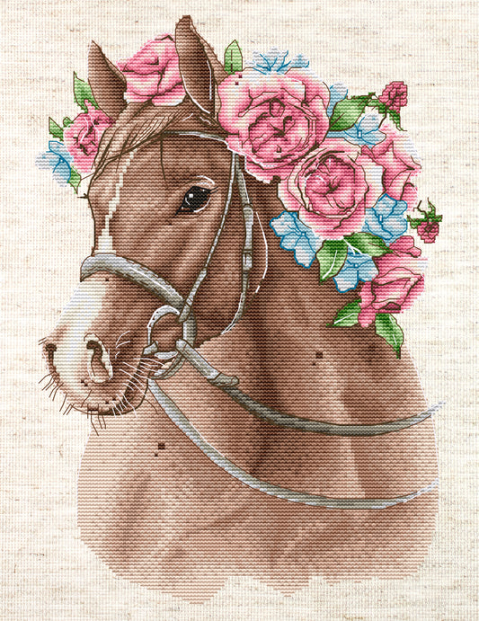 Cross Stitch Kit HobbyJobby - The Horse in Flowers