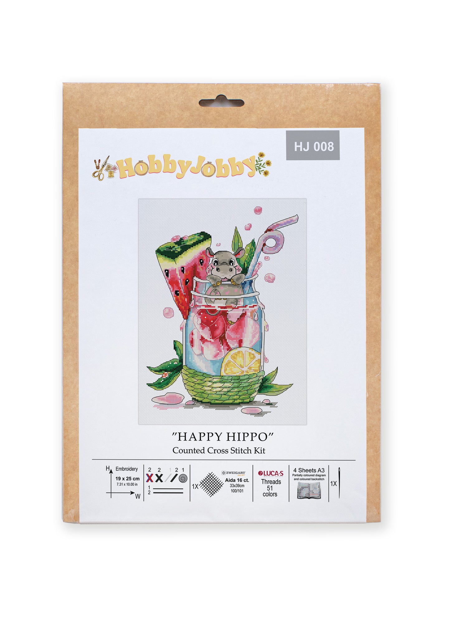 Cross Stitch Kit HobbyJobby - Happy Hippo