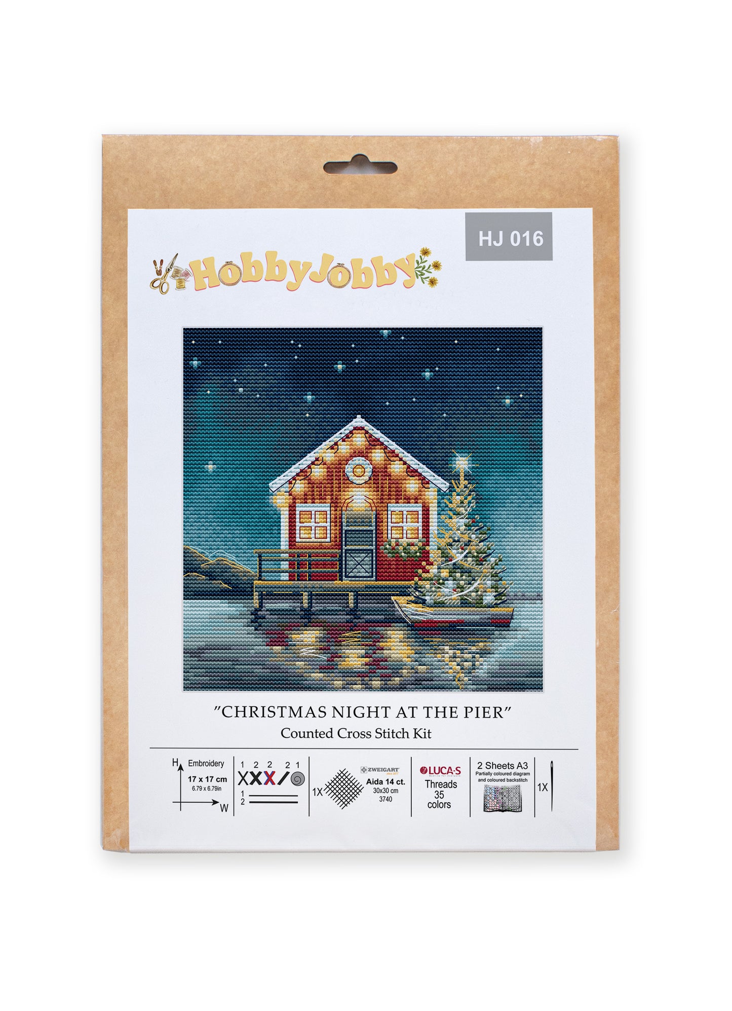 Cross Stitch Kit HobbyJobby - Christmas Night at The Pier