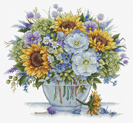 Cross Stitch Kit HobbyJobby - Bouquet With Sunflowers