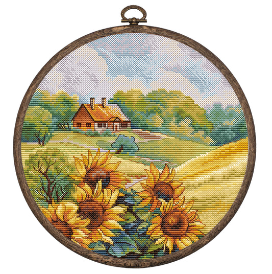 Cross Stitch Kit HobbyJobby with Hoop Included - Golden Hill