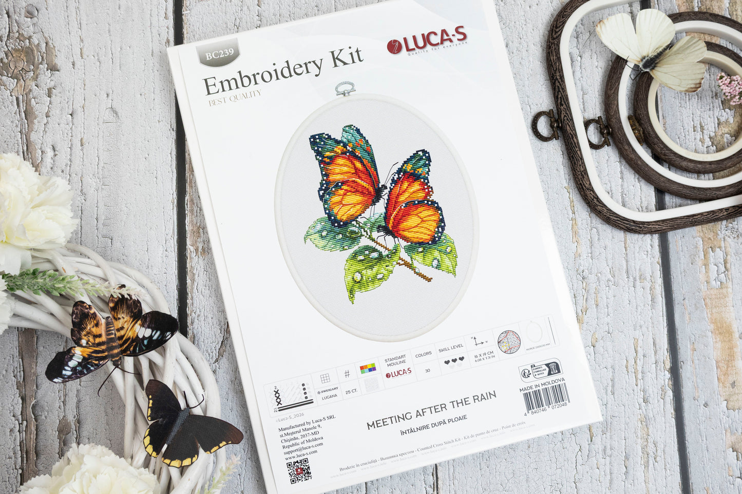Cross Stitch Kit with Hoop Included Luca-S - Meeting After the Rain, BC239