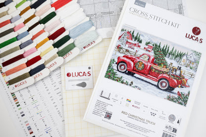 Cross Stitch Kit Luca-S GOLD- Red Christmas Truck, BU5101