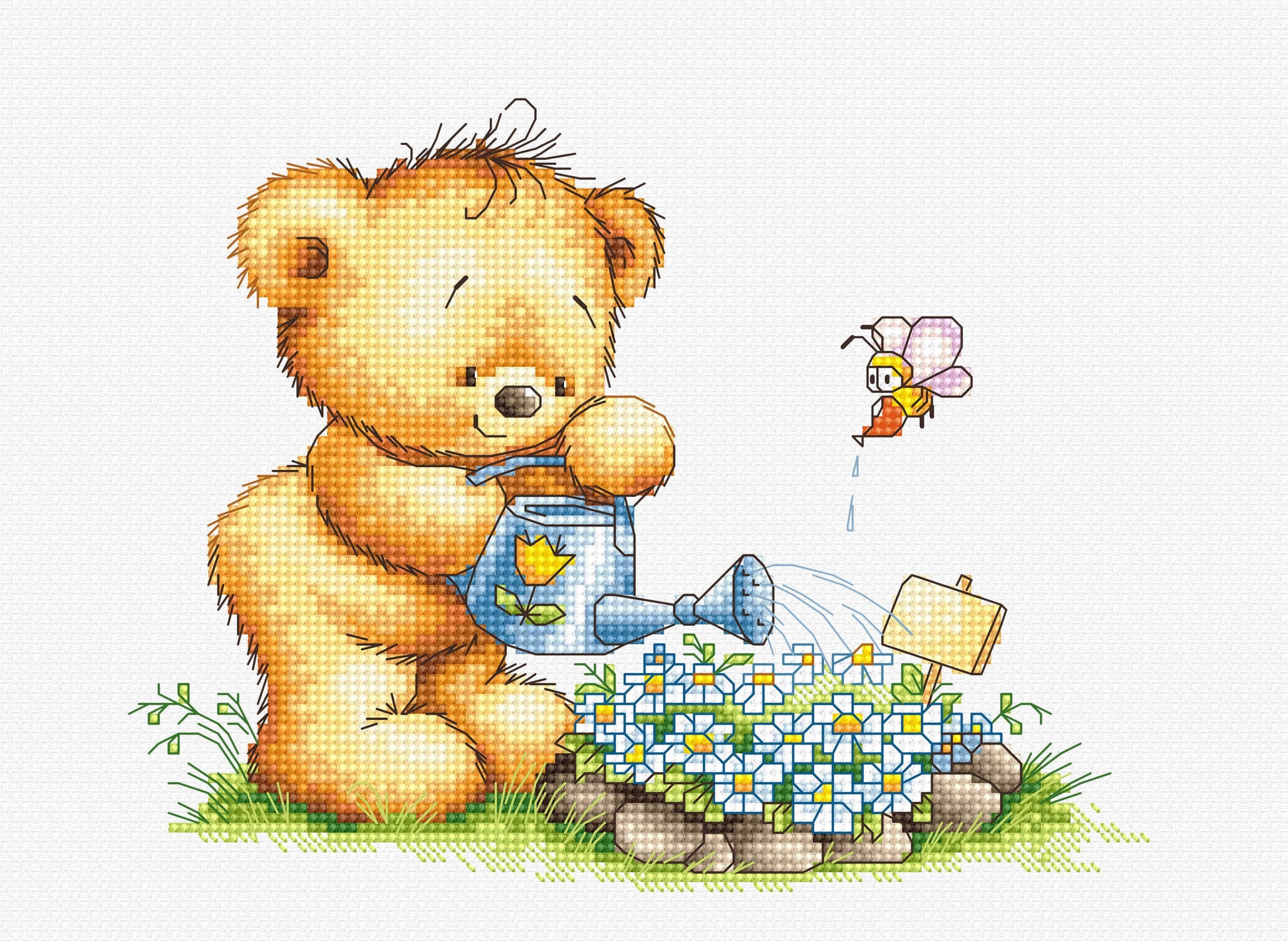 Cross Stitch Kit Luca-S - B1053, Bear with Watering - HobbyJobby