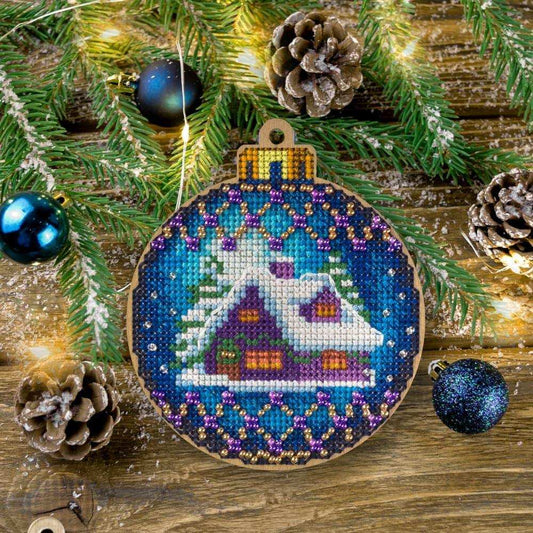 Cross Stitch Kit with Beads on Wood Wonderland Crafts Wooden Kits - HobbyJobby