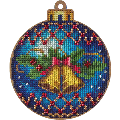 Cross Stitch Kit with Beads on Wood Wonderland Crafts Wooden Kits - HobbyJobby