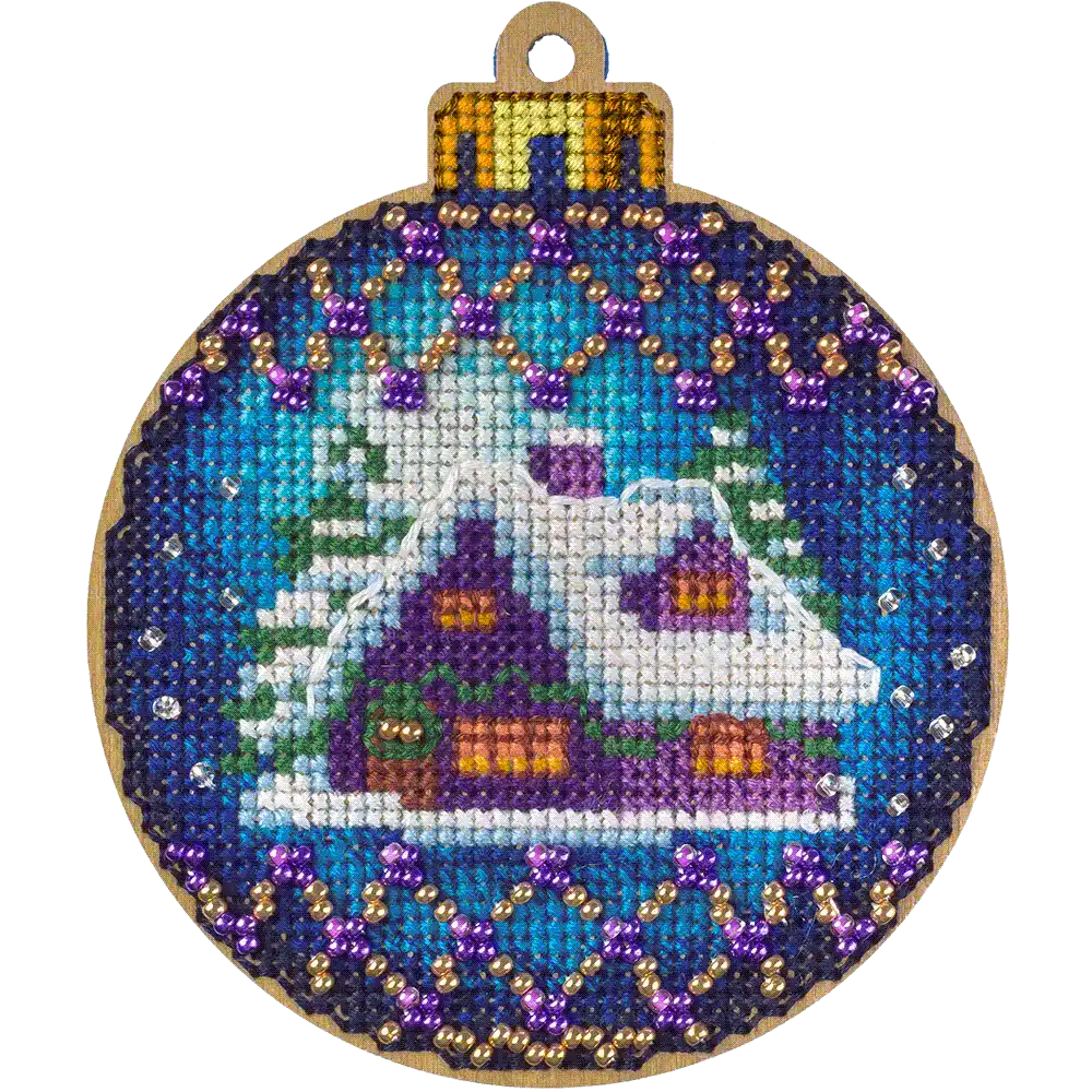 Cross Stitch Kit with Beads on Wood Wonderland Crafts Wooden Kits - HobbyJobby