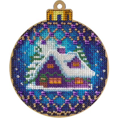 Cross Stitch Kit with Beads on Wood Wonderland Crafts Wooden Kits - HobbyJobby