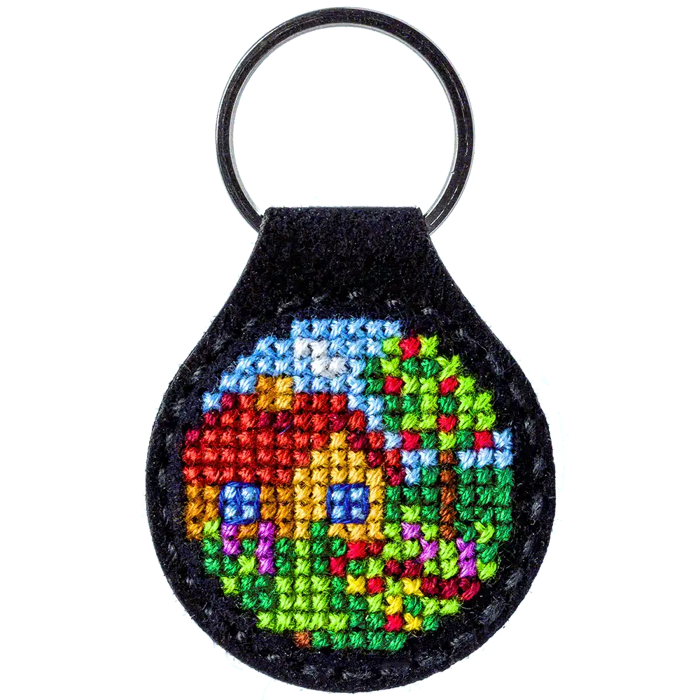 Key Chain Needlecraft Kit - Cross Stitch Kit on Leather Wonderland Crafts Key-Chain Kit - HobbyJobby