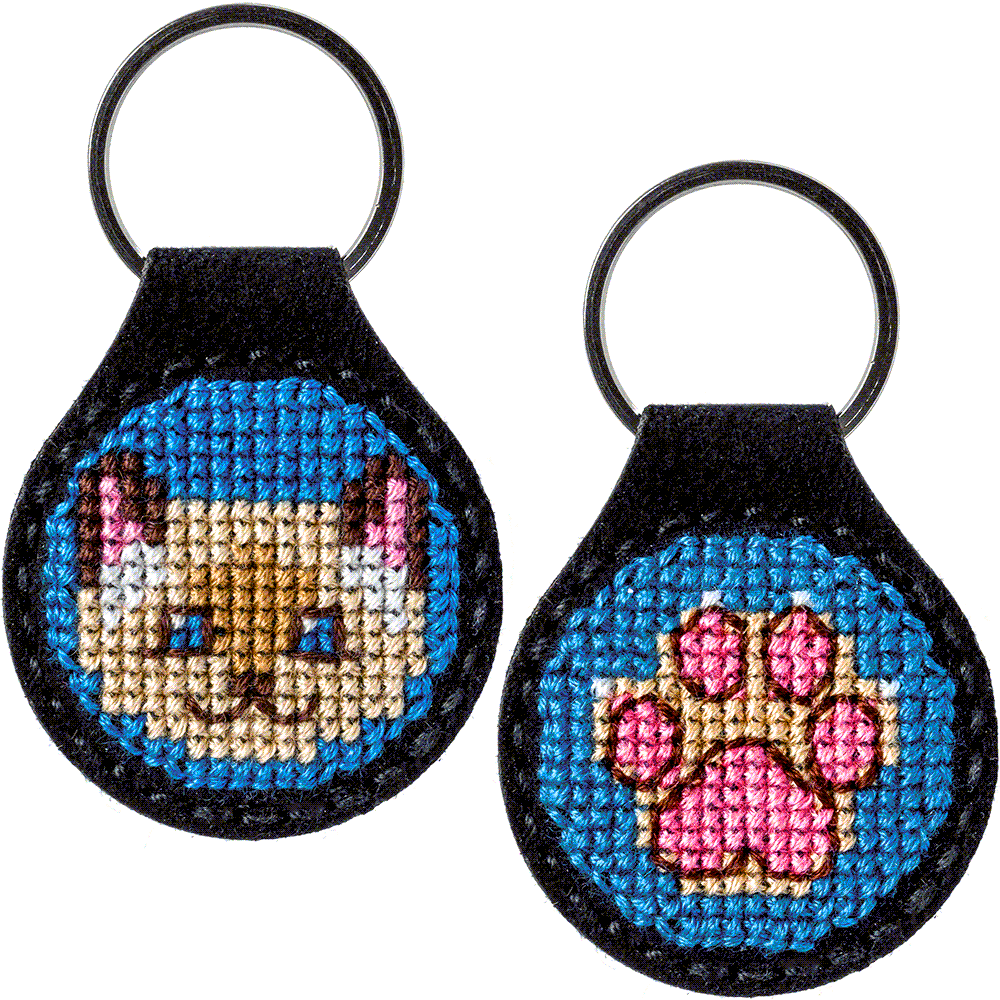 Key Chain Needlecraft Kit - Cross Stitch Kit on Leather Wonderland Crafts Key-Chain Kit - HobbyJobby