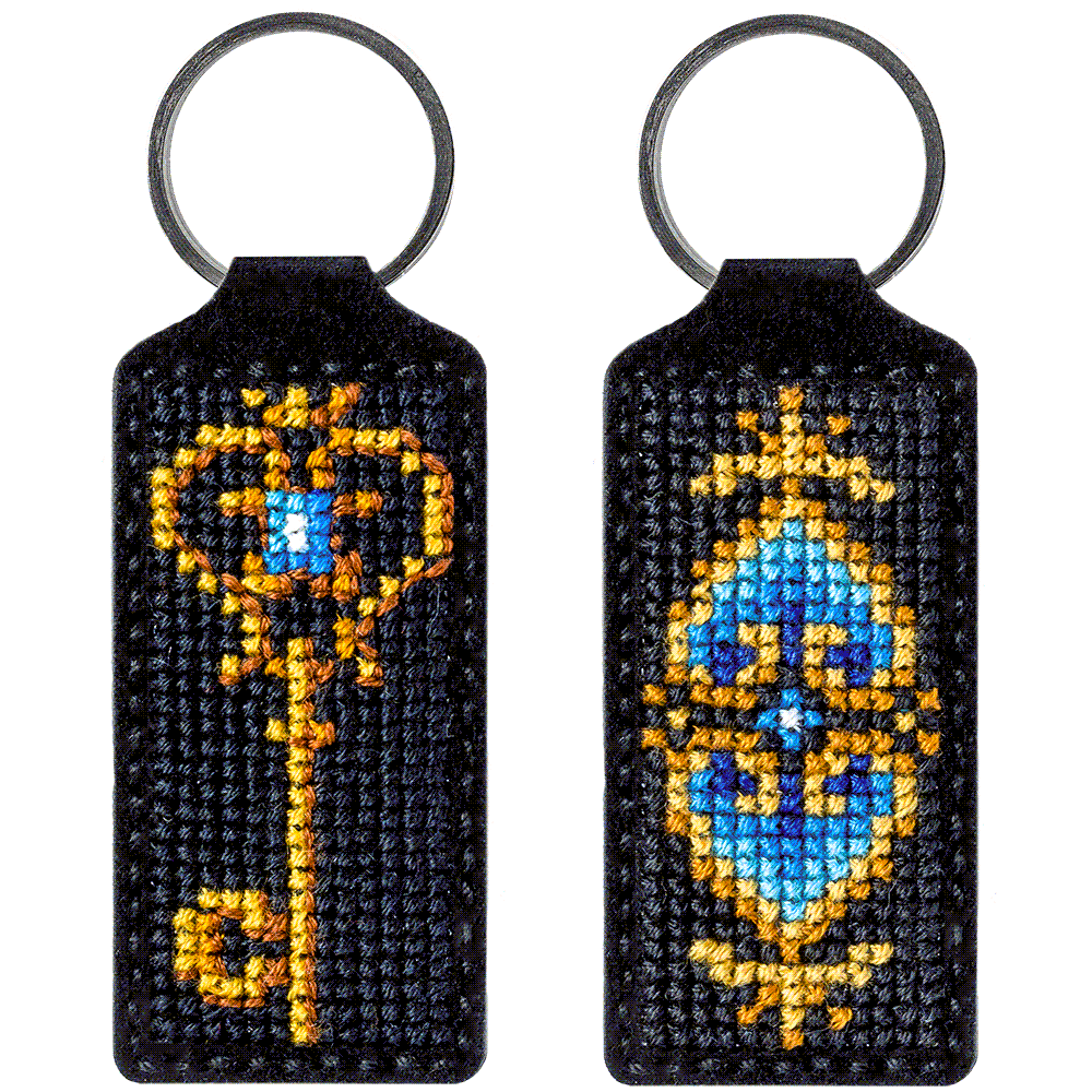 Key Chain Needlecraft Kit - Cross Stitch Kit on Leather Wonderland Crafts Key-Chain Kit - HobbyJobby