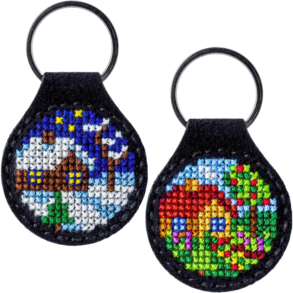 Key Chain Needlecraft Kit - Cross Stitch Kit on Leather Wonderland Crafts Key-Chain Kit - HobbyJobby