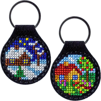 Key Chain Needlecraft Kit - Cross Stitch Kit on Leather Wonderland Crafts Key-Chain Kit - HobbyJobby