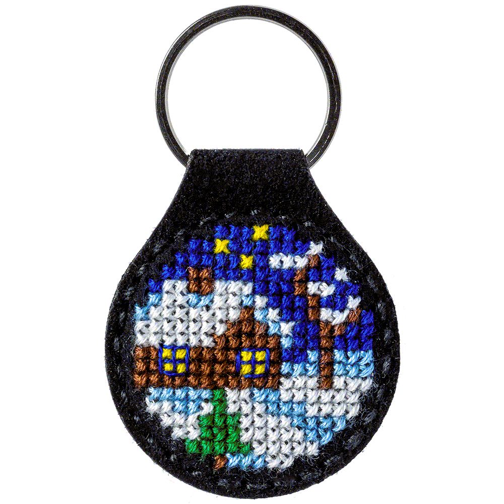 Key Chain Needlecraft Kit - Cross Stitch Kit on Leather Wonderland Crafts Key-Chain Kit - HobbyJobby