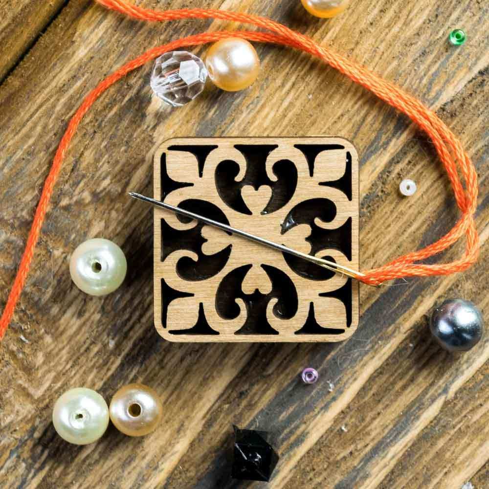 Magnetic Needle Holder - Wooden Needle Minder Wonderland Crafts Needle Minders - HobbyJobby