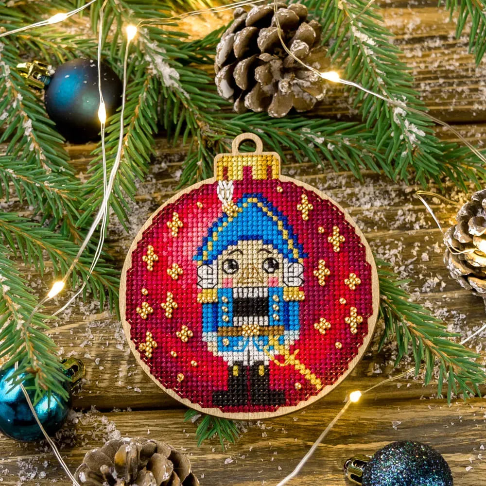 Wooden Cross-Stitch Kit – “Christmas Ornament – Nutcracker” FLW-004