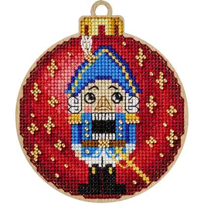 Wooden Cross-Stitch Kit – “Christmas Ornament – Nutcracker” FLW-004