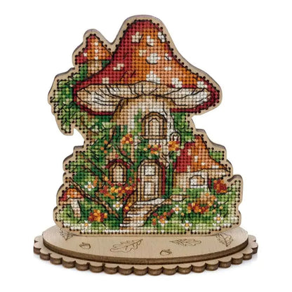 Wooden Cross-Stitch Kit – “Mushroom House” FLW-051