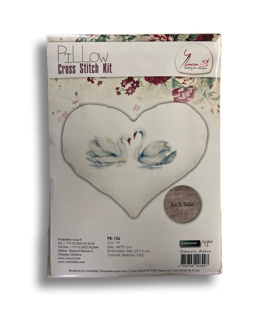 Pillow Cross Stitch Kit Luca-S - Swans, PB126 Cushion Kits - HobbyJobby