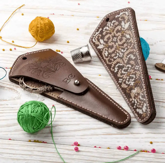 Scissor Case Needlecraft Kit - Leather Scissor Case Wonderland Crafts Scissor Cases - HobbyJobby