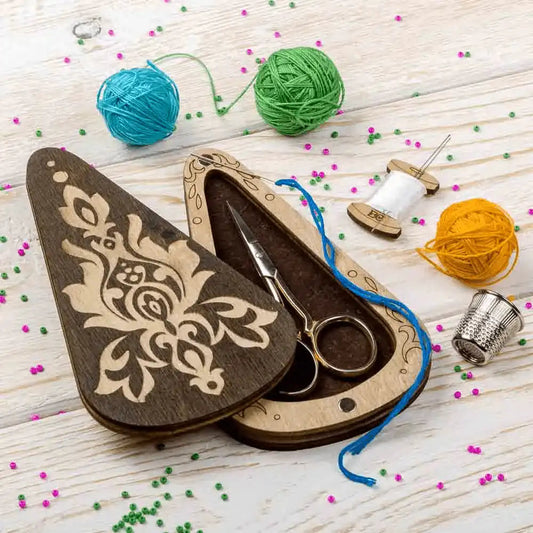 Scissor Case - Wooden Scissor Case, Storage Box for Scissors Wonderland Crafts Scissor Cases - HobbyJobby