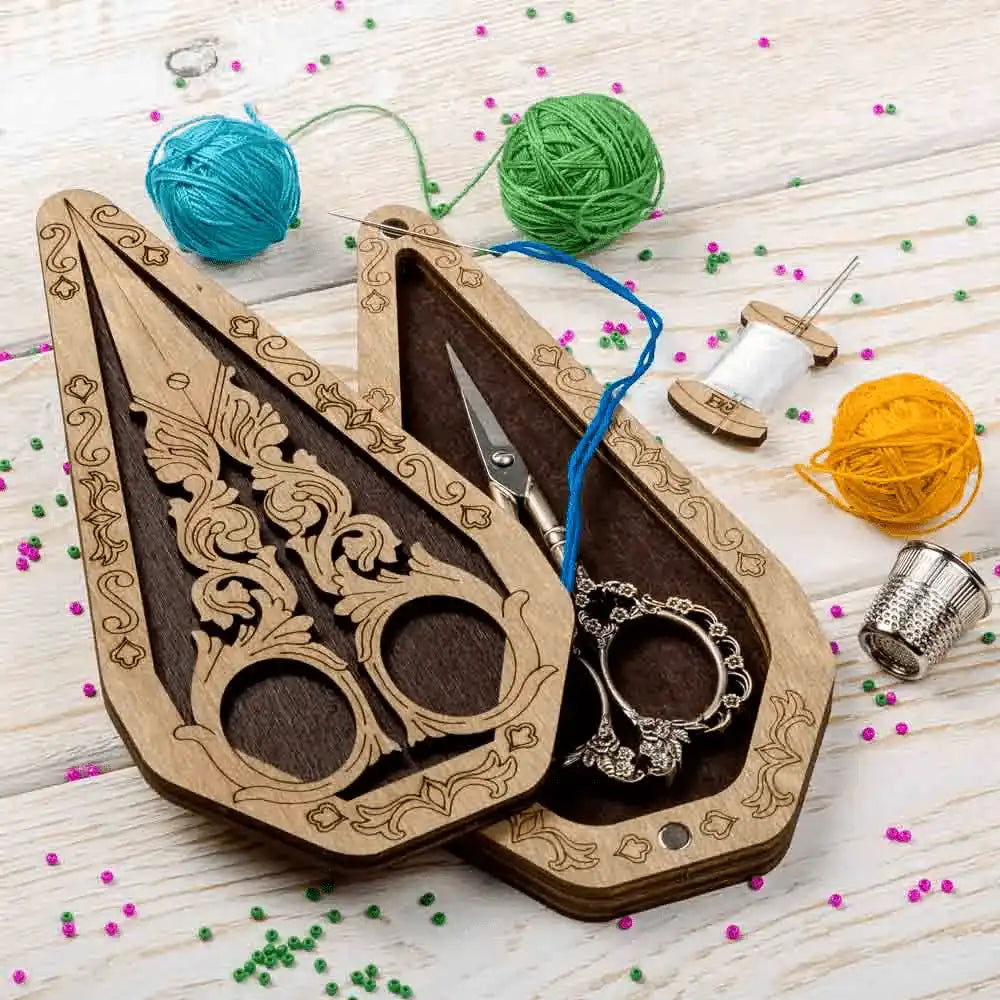 Scissor Case - Wooden Scissor Case, Storage Box for Scissors Wonderland Crafts Scissor Cases - HobbyJobby